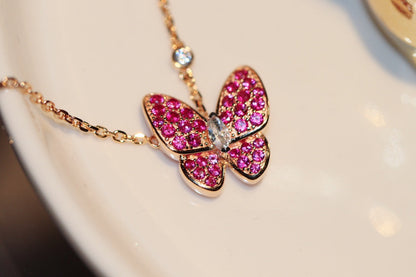 [Kincade Jewelery]BUTTERFLY RED DIAMOND ROSE GOLD NECKLACE