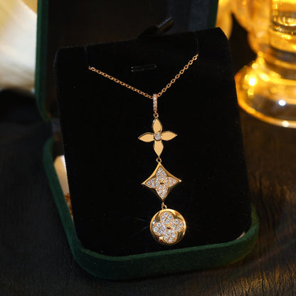 [Kincade Jewelery]STAR AND SUN DIAMOND PINK GOLD NECKLACE
