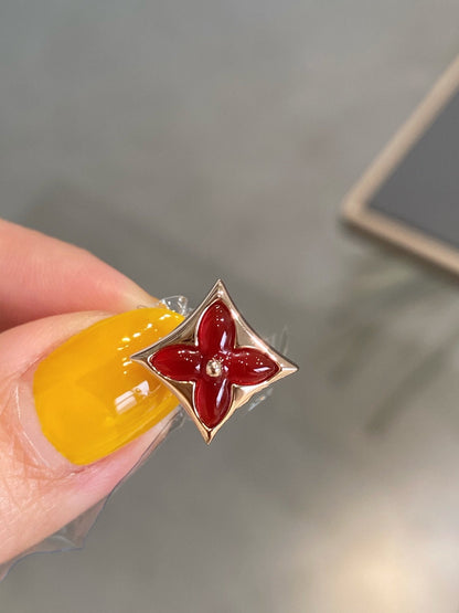 [Kincade Jewelery]STAR AND SUN PINK GOLD CARNELIAN STUD EARRINGS