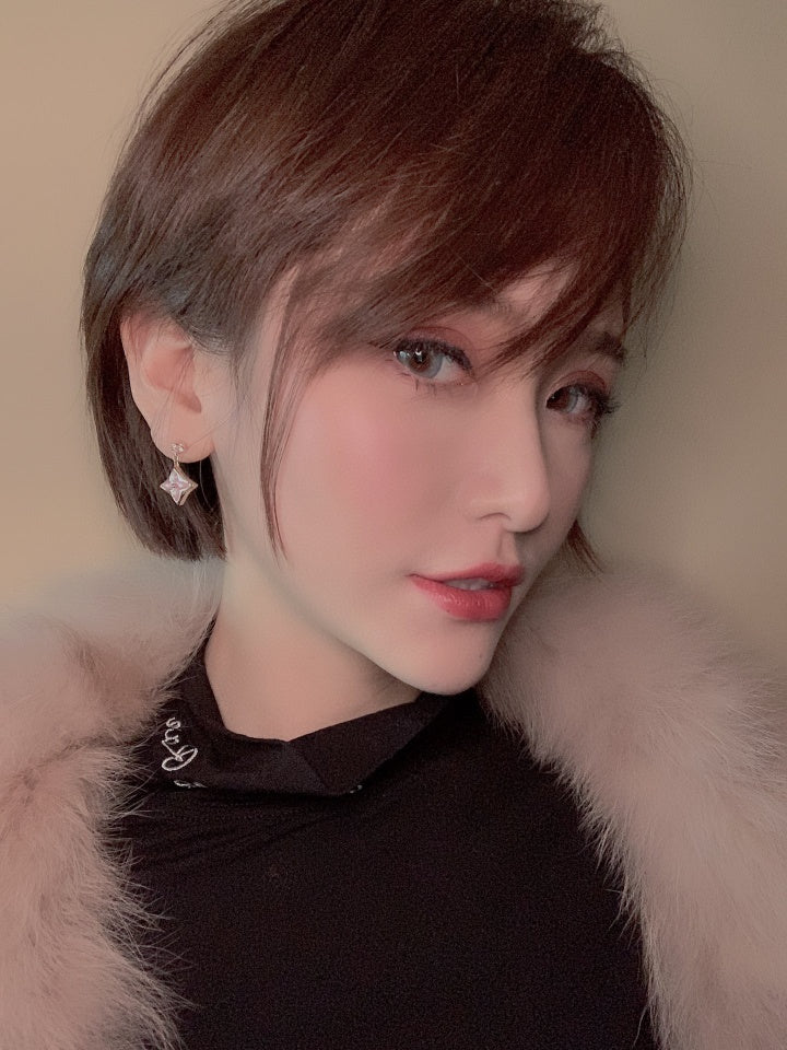 [Kincade Jewelery]DOUBLE STAR PINK GOLD MOP DROP EARRINGS