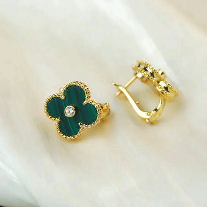 [Kincade Jewelery]Kincade MEDIUM 1 MOTIFS MALACHITE DIAMOND EARRINGS