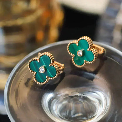 [Kincade Jewelery]Kincade MEDIUM 1 MOTIFS MALACHITE DIAMOND EARRINGS