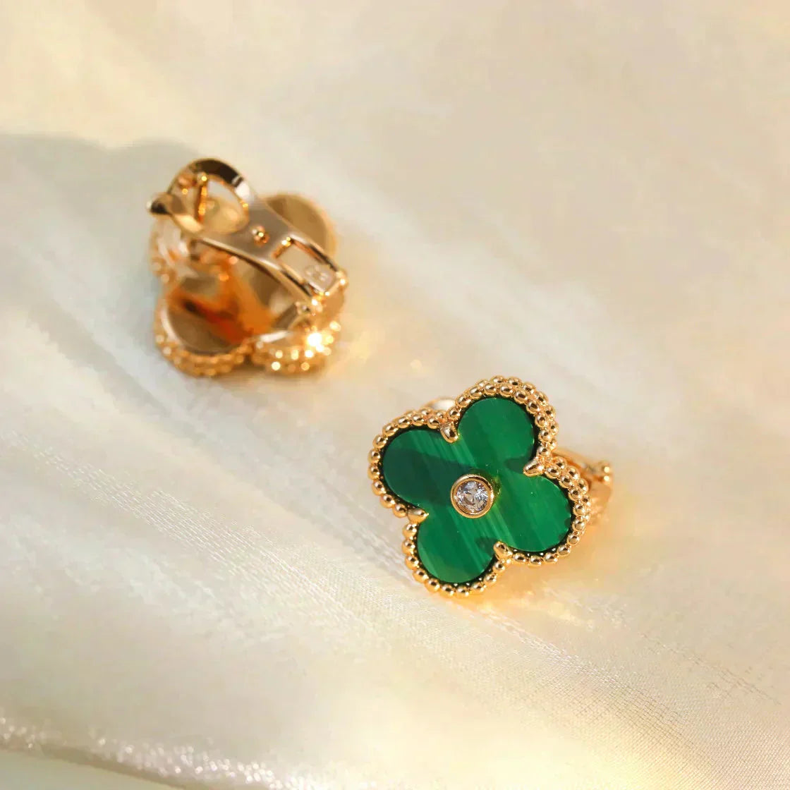 [Kincade Jewelery]Kincade MEDIUM 1 MOTIFS MALACHITE DIAMOND EARRINGS