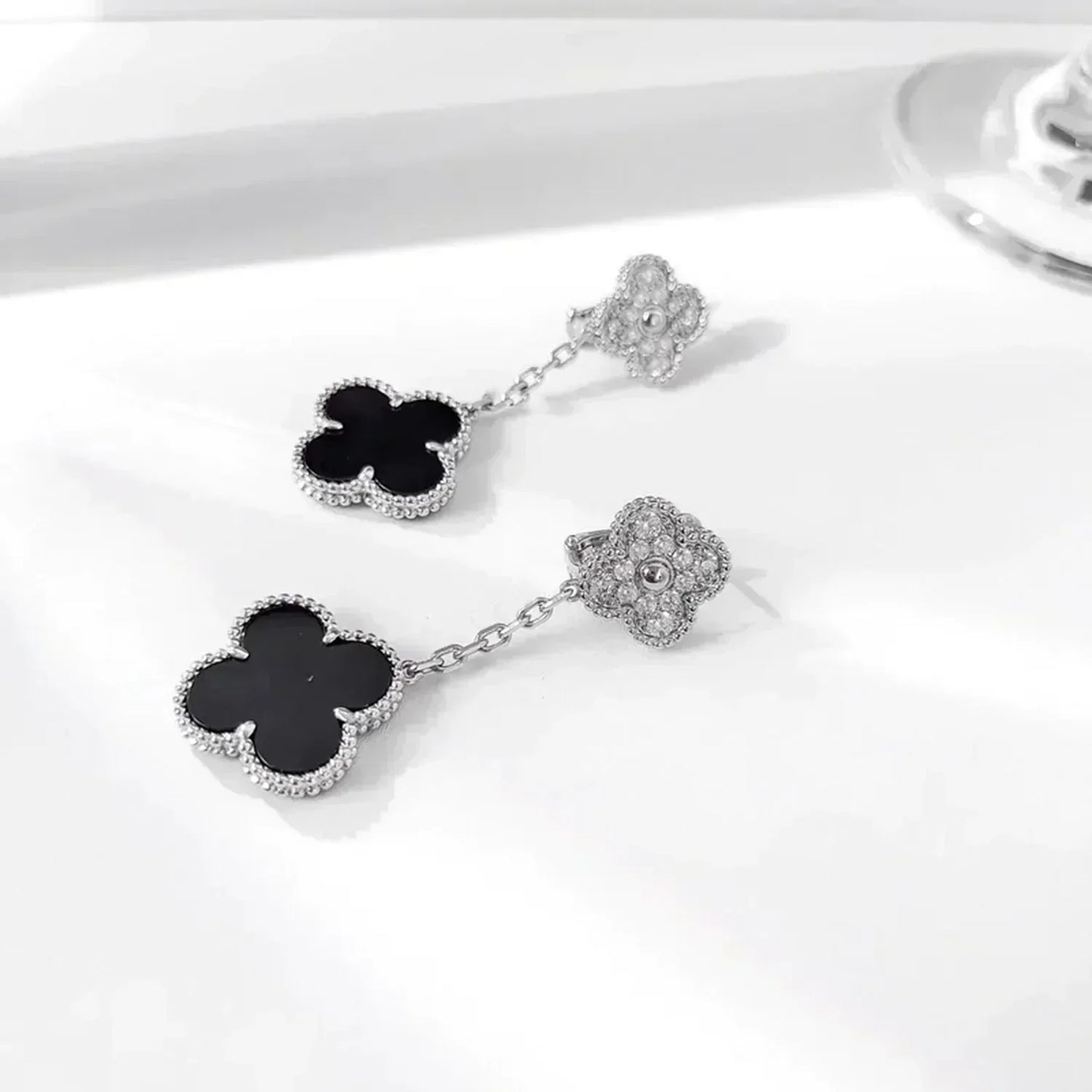 [Kincade Jewelery]Kincade 2 MOTIFS  DIAMOND ONYX EARRINGS SILVER