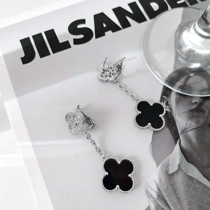 [Kincade Jewelery]Kincade 2 MOTIFS  DIAMOND ONYX EARRINGS SILVER