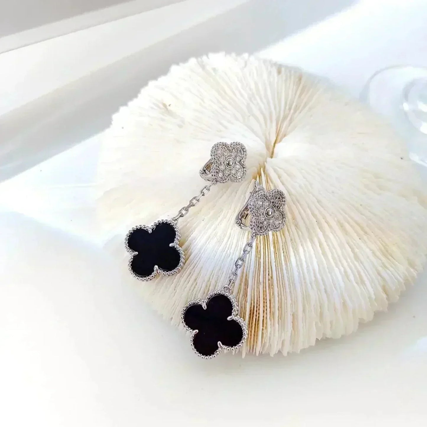 [Kincade Jewelery]Kincade 2 MOTIFS  DIAMOND ONYX EARRINGS SILVER