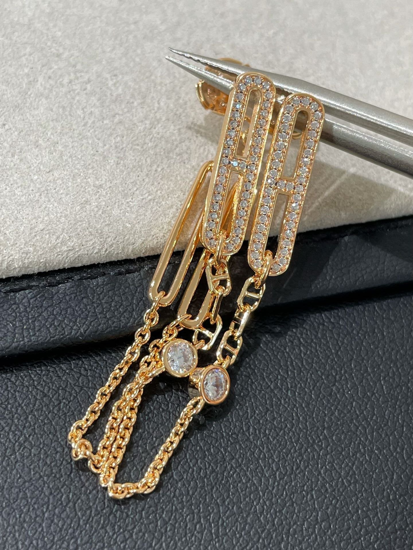 [Kincade Jewelery]CHAINE CHAOS DIAMOND DROP EARRINGS