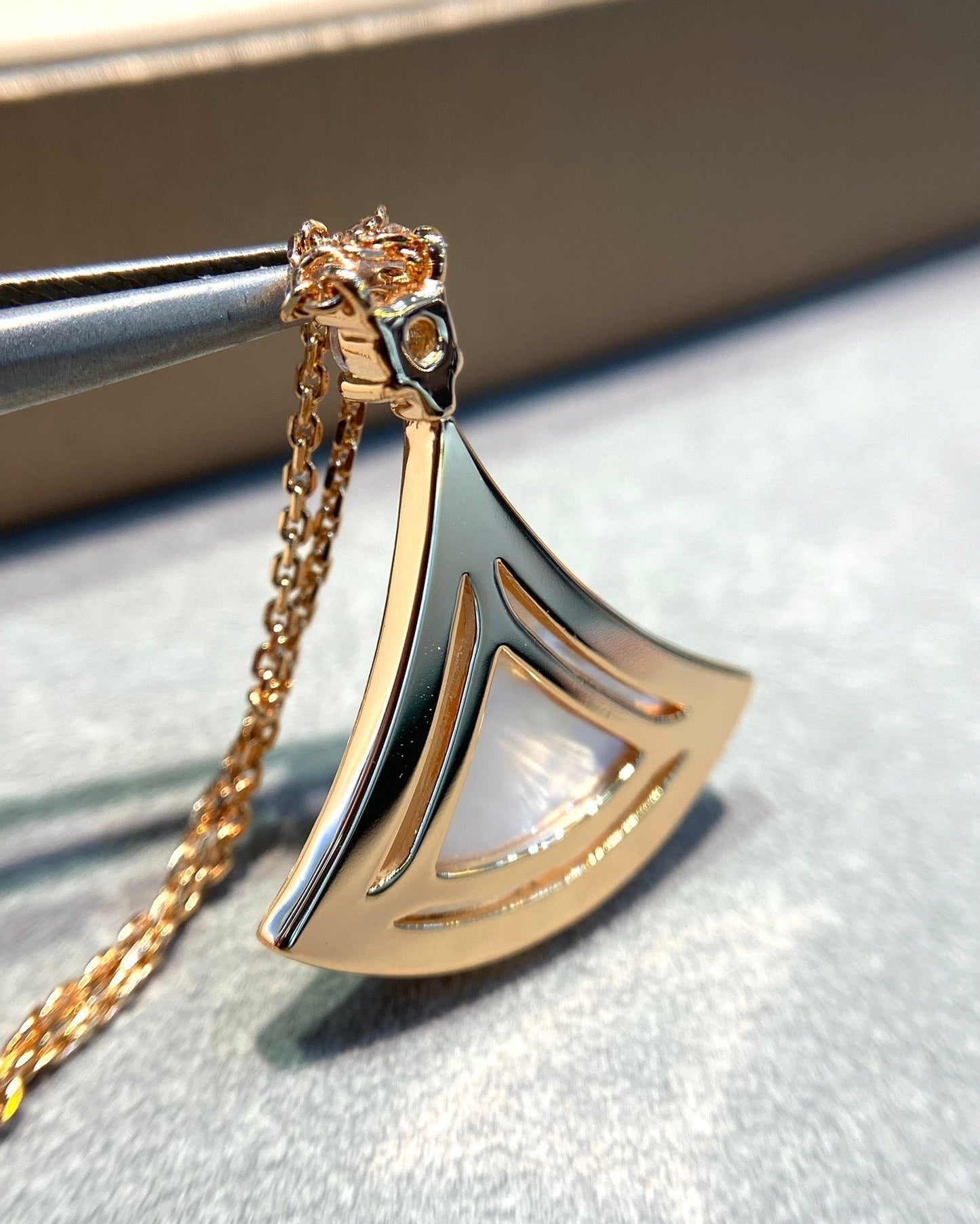 [Kincade Jewelery]DREAM MOP DIAMOND PAVED PINK GOLD NECKLACE