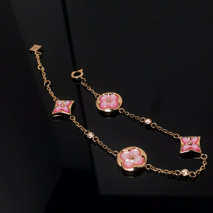 [Kincade Jewelery]STAR AND SUN 4 MOTIF PINK MOP PINK GOLD BRACELET