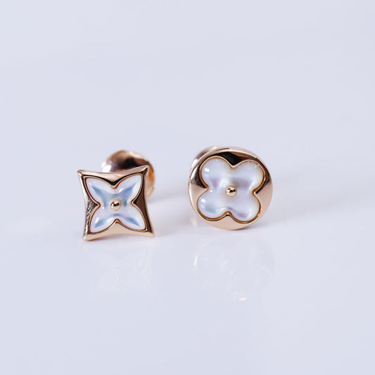 [Kincade Jewelery]STAR AND SUN PINK GOLD MOP STUD EARRINGS