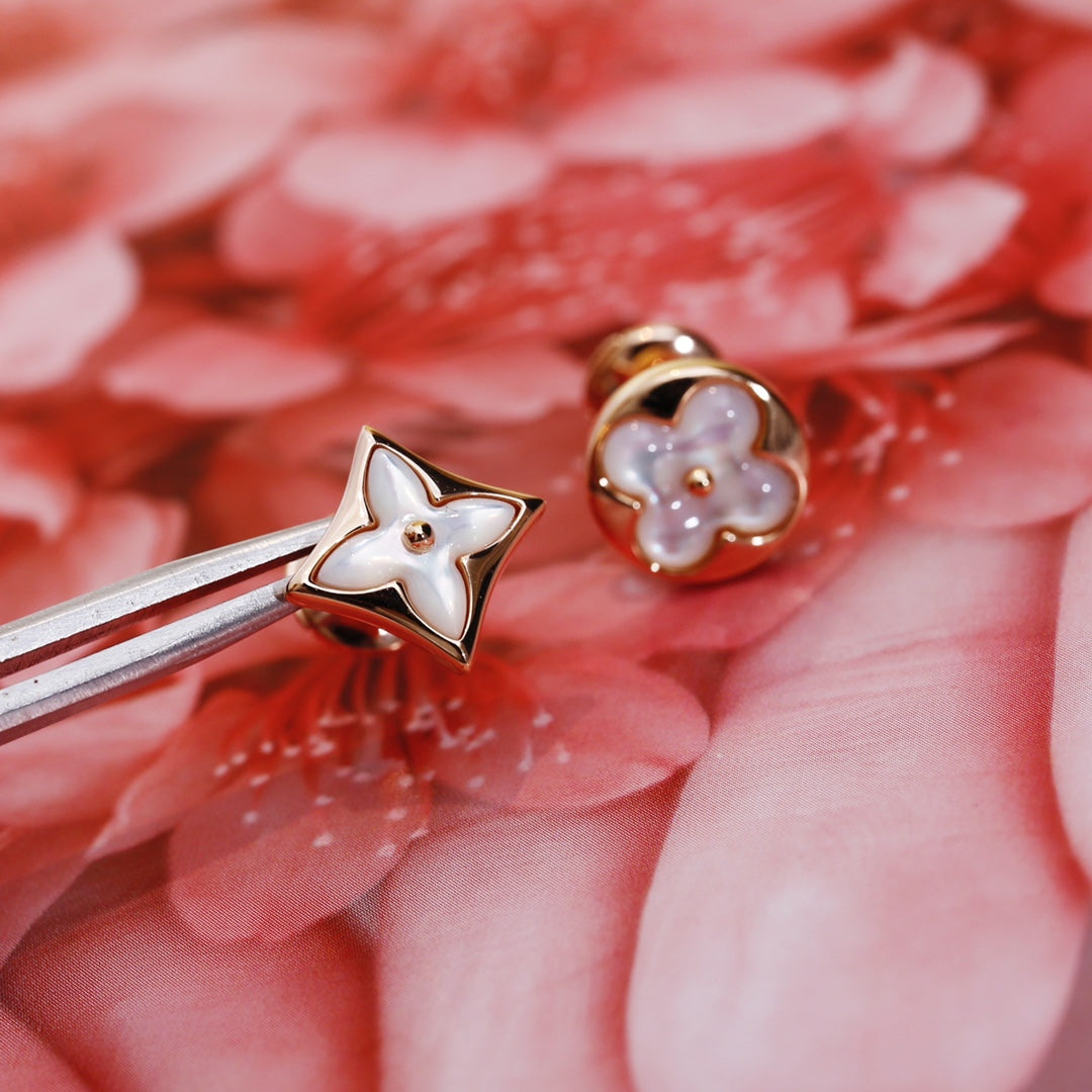 [Kincade Jewelery]STAR AND SUN PINK GOLD MOP STUD EARRINGS