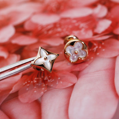 [Kincade Jewelery]STAR AND SUN PINK GOLD MOP STUD EARRINGS