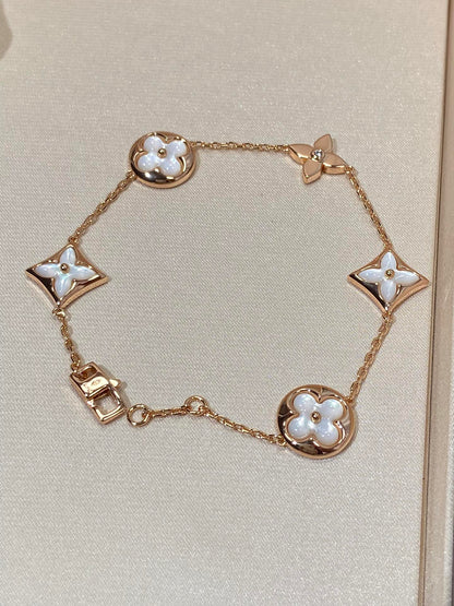 [Kincade Jewelery]STAR AND SUN 5 MOTIF MOP PINK GOLD BRACELET