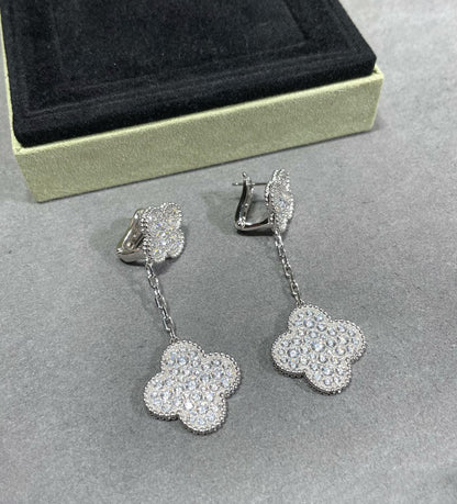 [Kincade Jewelery]Kincade 2 MOTIFS DIAMOND PAVED SILVER EARRINGS