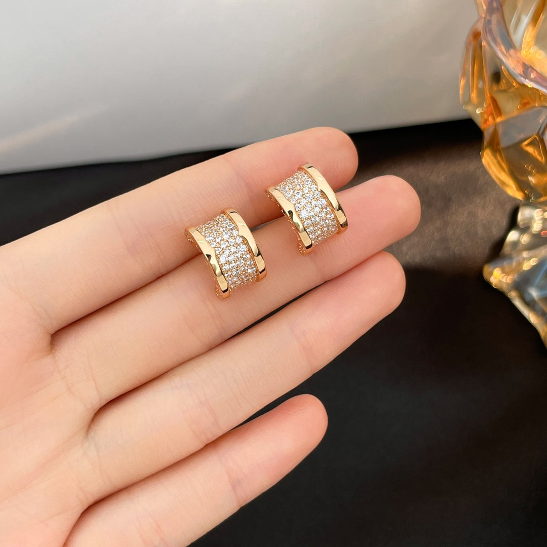 [Kincade Jewelery]ZERO 1 DIAMOND PAVED EARRINGS