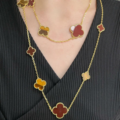 [Kincade Jewelery]Kincade 16 MOTIF CARNELIAN TIGER EYE ROSE GOLD NECKLACE