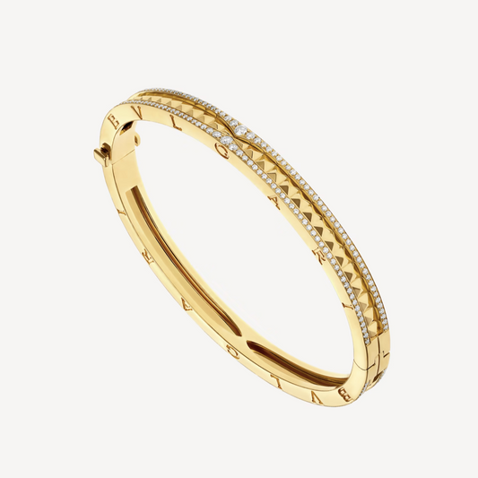 [Kincade Jewelery]ZERO 1 SPIRAL AND PAVED DIAMOND GOLD BRACELET