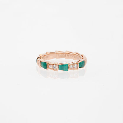 [Kincade Jewelery]SERPENTI RING PINK GOLD MALACHITE DIAMOND 3MM