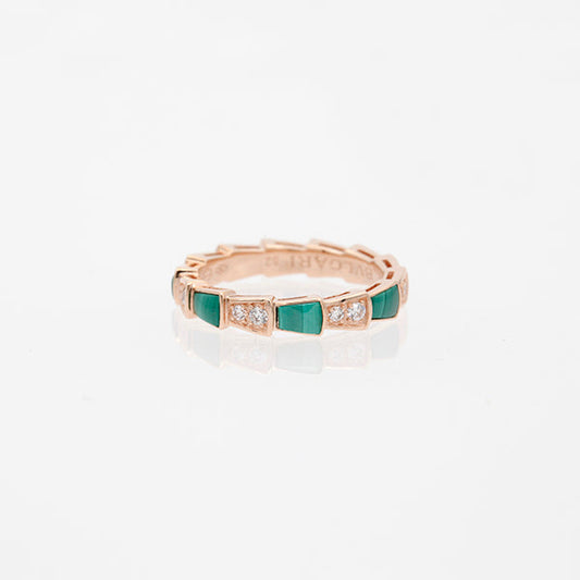 [Kincade Jewelery]SERPENTI RING PINK GOLD MALACHITE DIAMOND 3MM