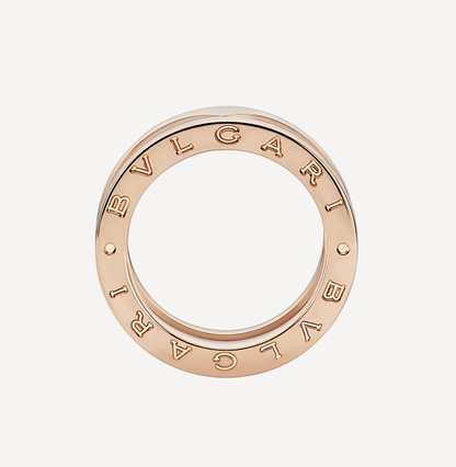 [Kincade Jewelery]ZERO 1 TWO-BAND LOOPS AND WHITE CERAMIC SPIRAL PINK GOLD RING
