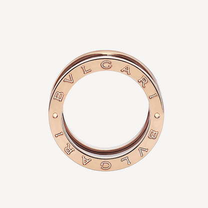 [Kincade Jewelery]ZERO 1 FOUR-BAND LOOPS AND BLACK CERAMIC SPIRAL PINK GOLD RING