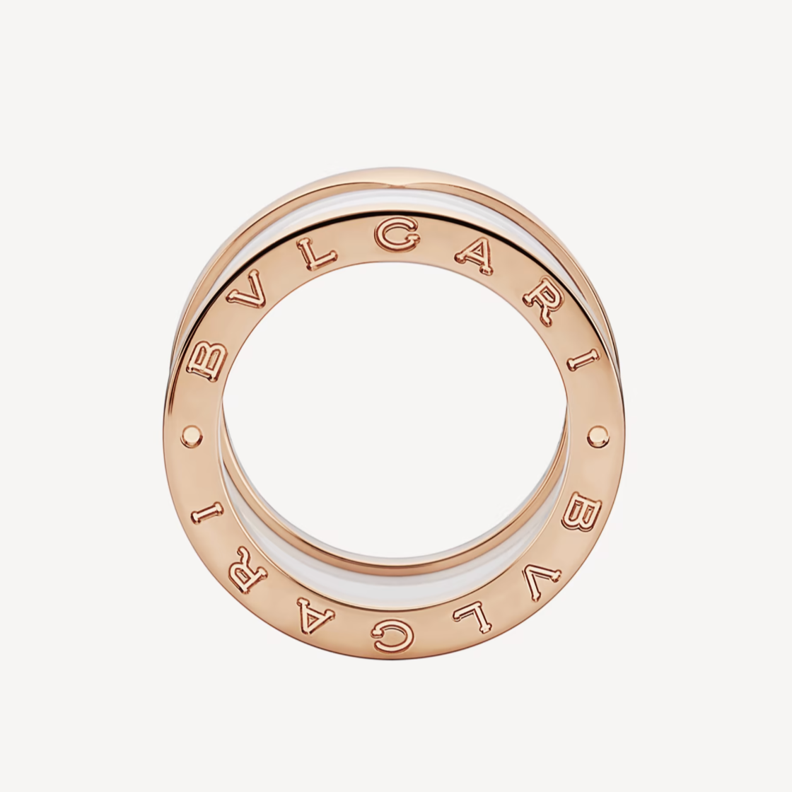 [Kincade Jewelery]ZERO 1 FOUR-BAND LOOPS AND WHITE CERAMIC SPIRAL PINK GOLD RING