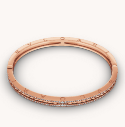 [Kincade Jewelery]ZERO 1 SPIRAL AND PAVED DIAMOND PINK GOLD BRACELET