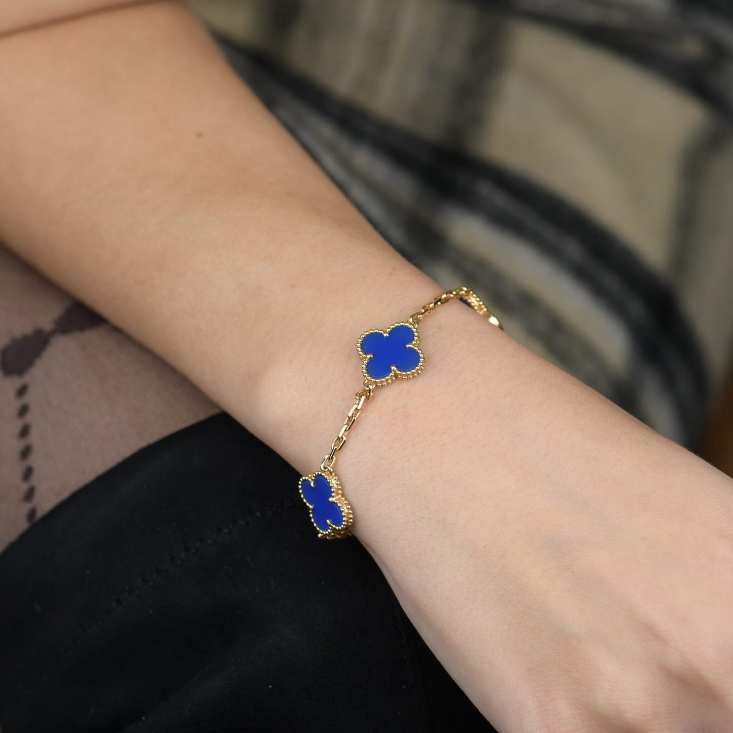 [Kincade Jewelery]Kincade 5 MOTIFS BLUE AGATE BRACELET