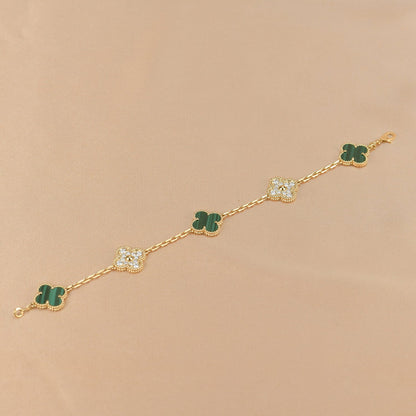 [Kincade Jewelery]Kincade  5 MOTIF MALACHITE DIAMOND BRACELET