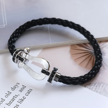 [Kincade Jewelery]FORCE LARGE HORSESHOE BLACK DIAMOND BRACELET SILVER