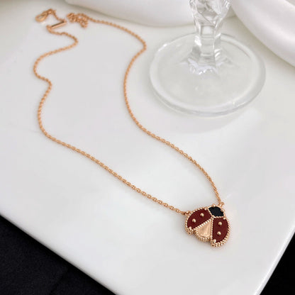 [Kincade Jewelery]LUCKY  CARNELIANS LADYBUG NECKLACE