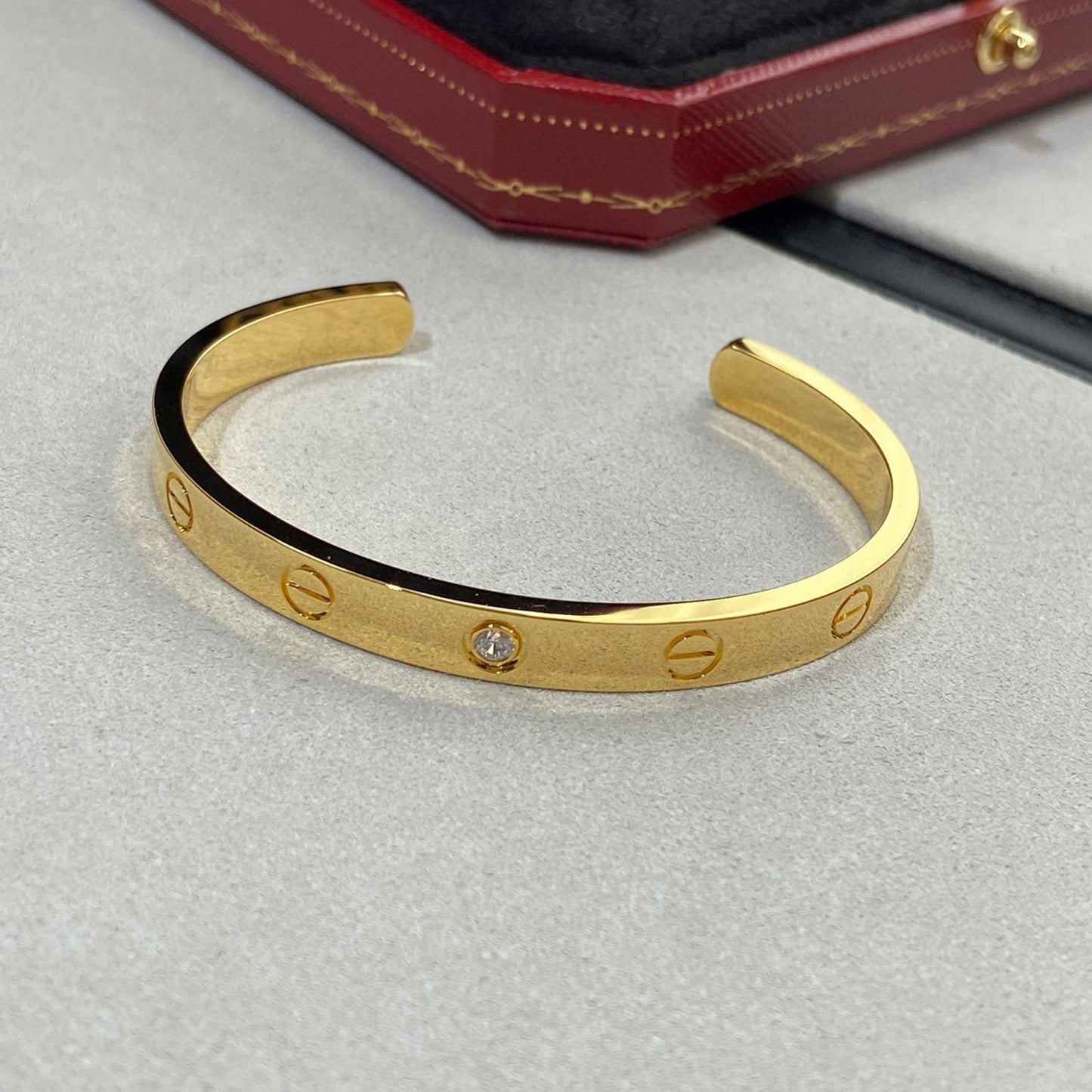 [Kincade Jewelery]LOVE BRACELET 6.1MM 1 DIAMOND OPEN CUFF