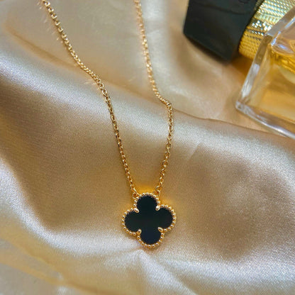 [Kincade Jewelery]Kincade 15MM BLACK ONYX SINGLE FLOWER NECKLACE