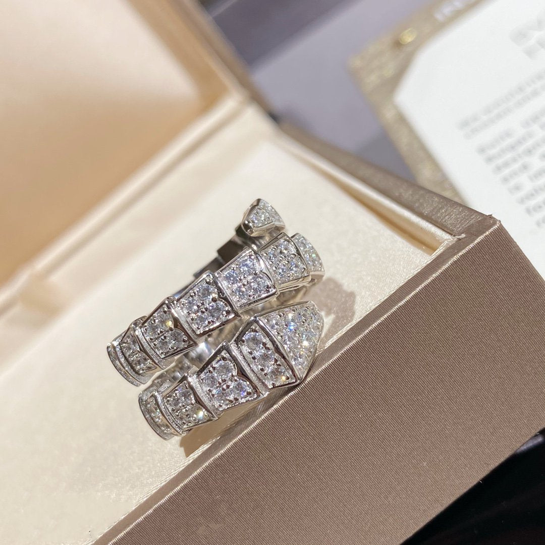 [Kincade Jewelery]SERPENTI DOUBLE RING SILVER DIAMOND PAVED