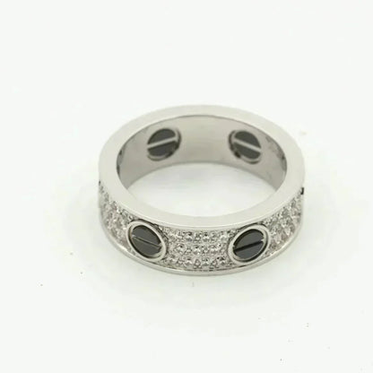 [Kincade Jewelery]LOVE RING 5.5MM DIAMONDS PAVED CERAMIC