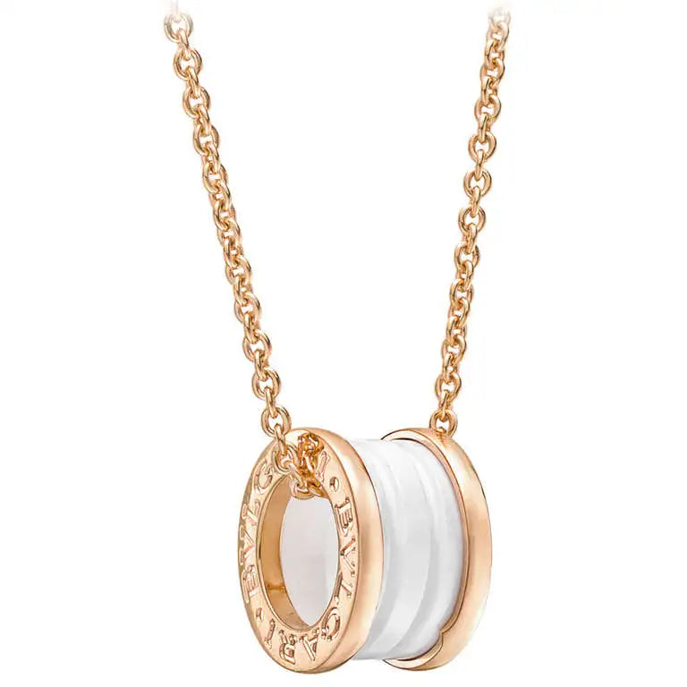 [Kincade Jewelery]ZERO 1 WHITE CERAMIC PINK GOLD DIAMOND NECKLACE