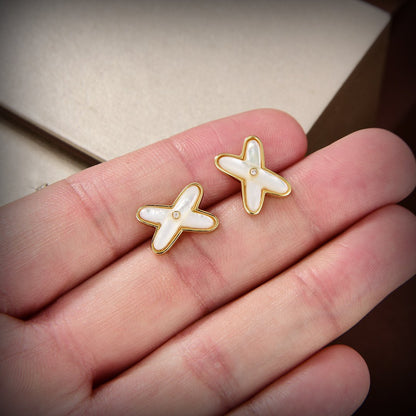 [Kincade Jewelery]JEUX DE WHITE MOP GOLD DIAMOND EARRINGS