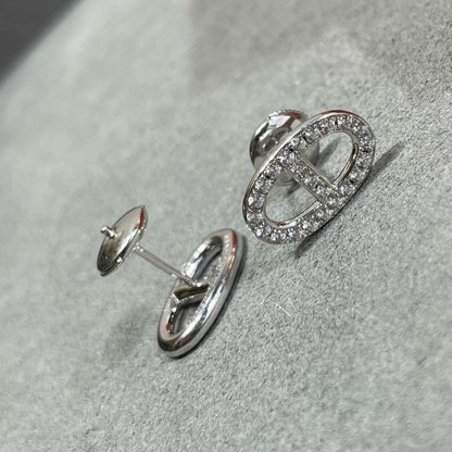 [Kincade Jewelery]HM FULL DIAMOND PIG NOSE STUD EARRINGS