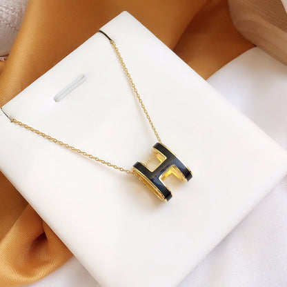 [Kincade Jewelery]HM CLIC BLACK ENAMEL GOLD NECKLACE