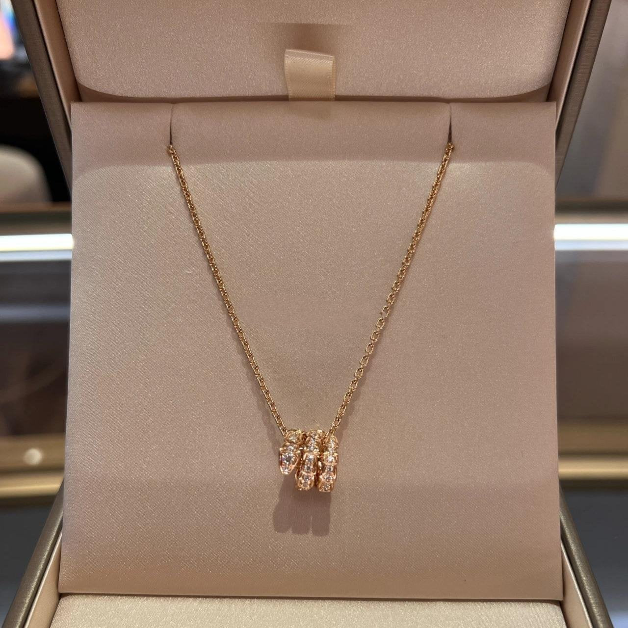 [Kincade Jewelery]SERPENTI PINK GOLD NECKLACE DOUBLE RING DIAMOND