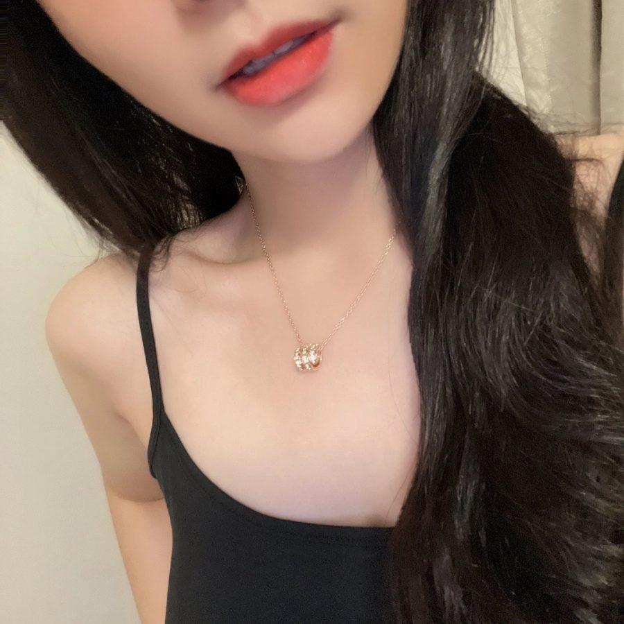 [Kincade Jewelery]SERPENTI PINK GOLD NECKLACE DOUBLE RING DIAMOND