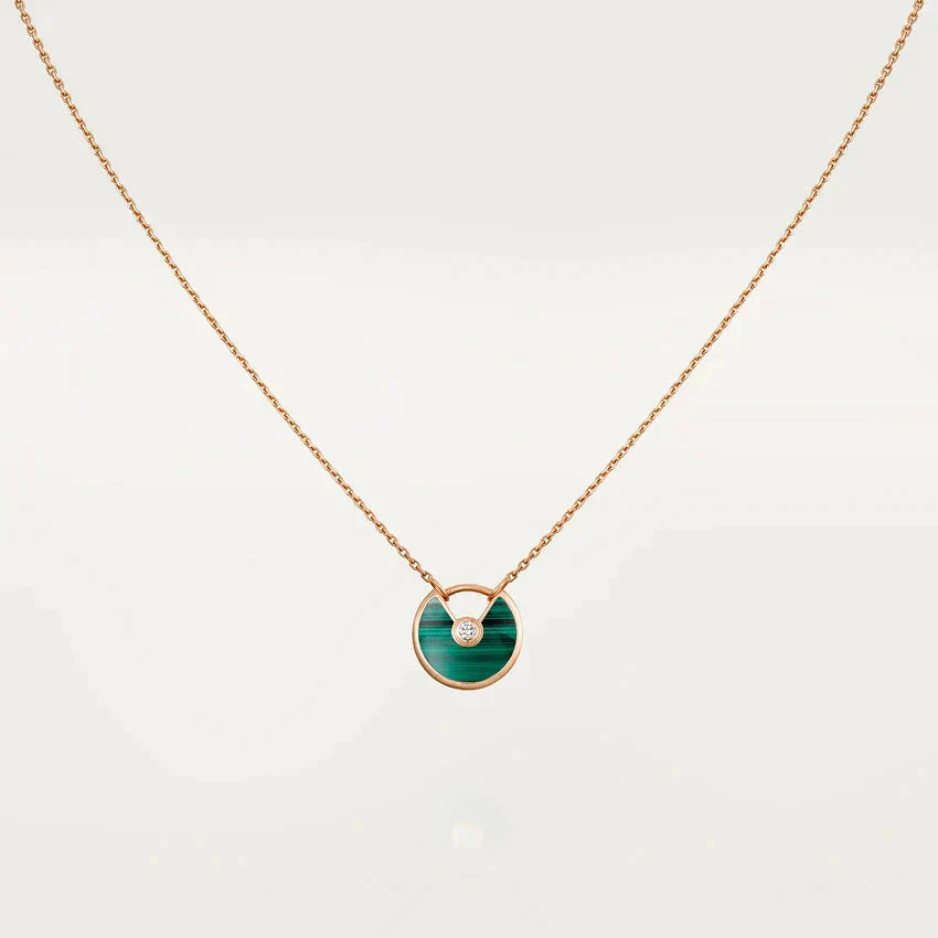 [Kincade Jewelery]AMULETTE ROSE GOLD MALACHITE NECKLACE