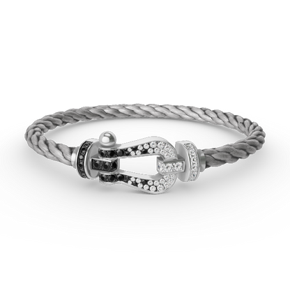 [Kincade Jewelery]FORCE LARGE HORSESHOE BLACK WHITE DIAMOND BRACELET SILVER