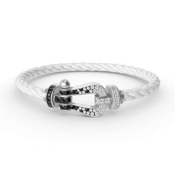 [Kincade Jewelery]FORCE LARGE HORSESHOE BLACK WHITE DIAMOND BRACELET SILVER