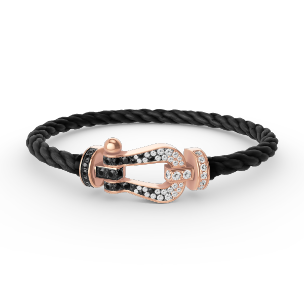 [Kincade Jewelery]FORCE LARGE HORSESHOE BLACK WHITE DIAMOND BRACELET ROSE GOLD