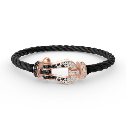 [Kincade Jewelery]FORCE LARGE HORSESHOE BLACK WHITE DIAMOND BRACELET ROSE GOLD