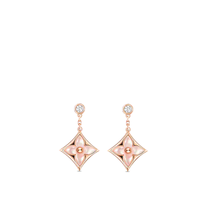 [Kincade Jewelery]DOUBLE STAR PINK GOLD MOP DROP EARRINGS