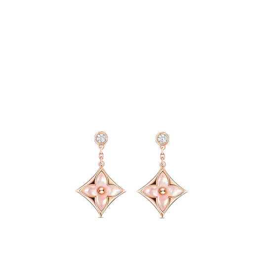[Kincade Jewelery]DOUBLE STAR PINK GOLD MOP DROP EARRINGS