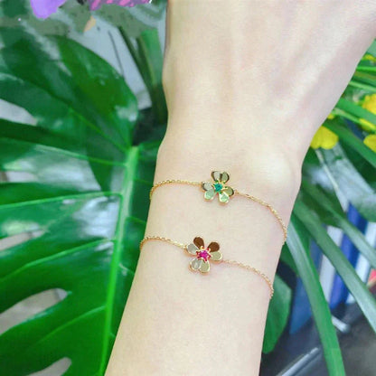 [Kincade Jewelery]FRIVOLE GOLD FLOWER PINK MALACHITE BRACELET