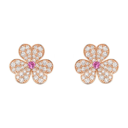 [Kincade Jewelery]FRIVOLE PINK GOLD FLOWER DIAMOND EARRINGS